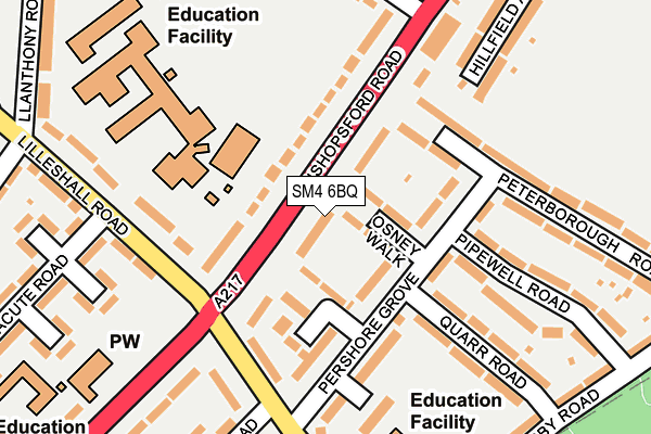 SM4 6BQ map - OS OpenMap – Local (Ordnance Survey)