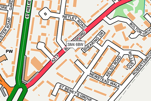SM4 6BW map - OS OpenMap – Local (Ordnance Survey)