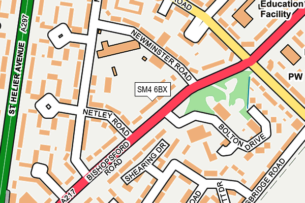 SM4 6BX map - OS OpenMap – Local (Ordnance Survey)