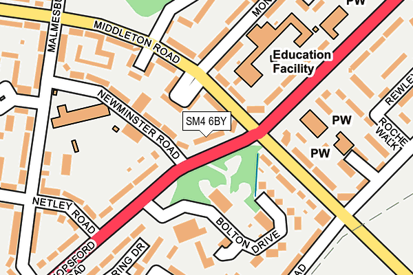 SM4 6BY map - OS OpenMap – Local (Ordnance Survey)