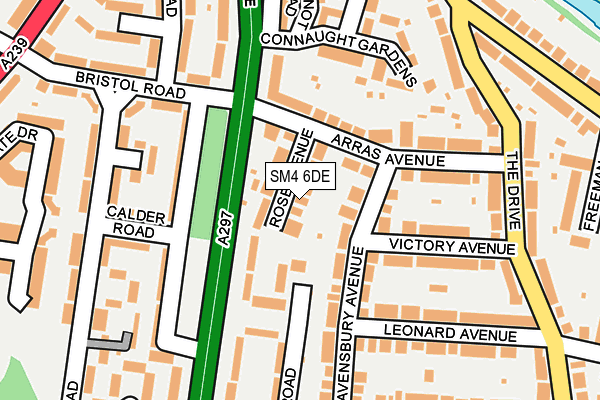 SM4 6DE map - OS OpenMap – Local (Ordnance Survey)