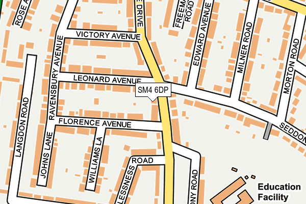 SM4 6DP map - OS OpenMap – Local (Ordnance Survey)