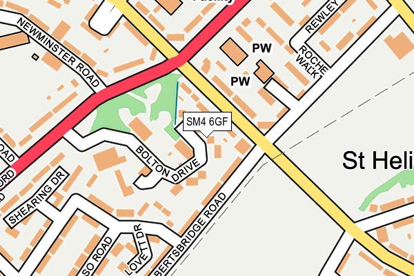 SM4 6GF map - OS OpenMap – Local (Ordnance Survey)