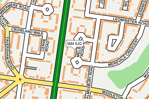 SM4 6JQ map - OS OpenMap – Local (Ordnance Survey)