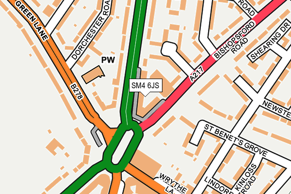 SM4 6JS map - OS OpenMap – Local (Ordnance Survey)