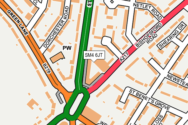 SM4 6JT map - OS OpenMap – Local (Ordnance Survey)