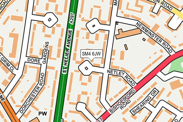 SM4 6JW map - OS OpenMap – Local (Ordnance Survey)