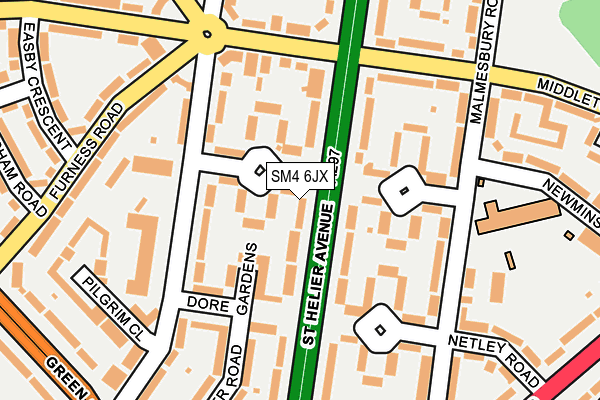 SM4 6JX map - OS OpenMap – Local (Ordnance Survey)