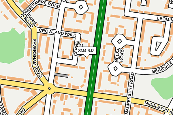 SM4 6JZ map - OS OpenMap – Local (Ordnance Survey)