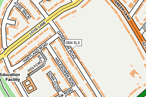 SM4 6LX map - OS OpenMap – Local (Ordnance Survey)
