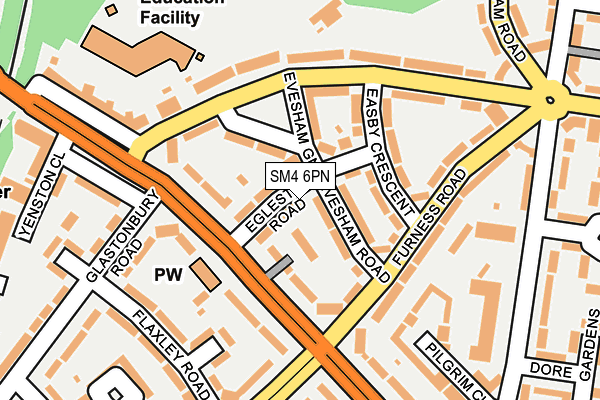 SM4 6PN map - OS OpenMap – Local (Ordnance Survey)