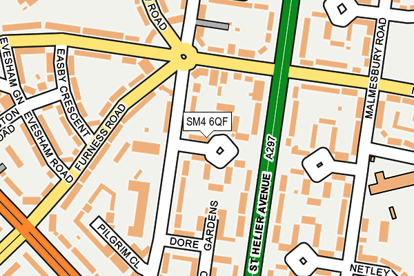 SM4 6QF map - OS OpenMap – Local (Ordnance Survey)
