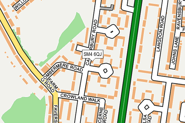 SM4 6QJ map - OS OpenMap – Local (Ordnance Survey)