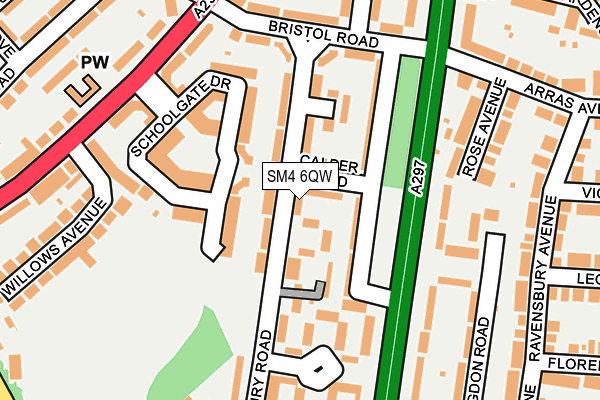 SM4 6QW map - OS OpenMap – Local (Ordnance Survey)