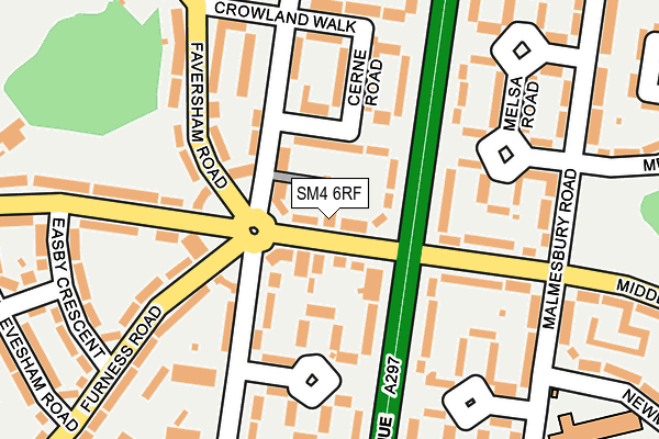 SM4 6RF map - OS OpenMap – Local (Ordnance Survey)