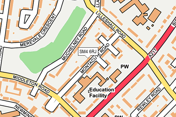 SM4 6RJ map - OS OpenMap – Local (Ordnance Survey)