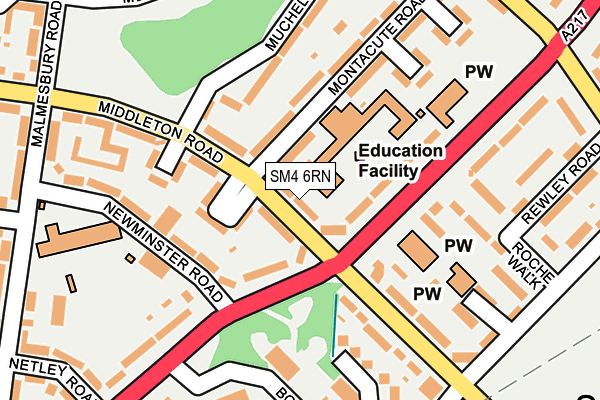 SM4 6RN map - OS OpenMap – Local (Ordnance Survey)