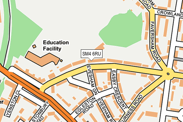 SM4 6RU map - OS OpenMap – Local (Ordnance Survey)