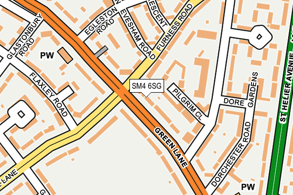 SM4 6SG map - OS OpenMap – Local (Ordnance Survey)