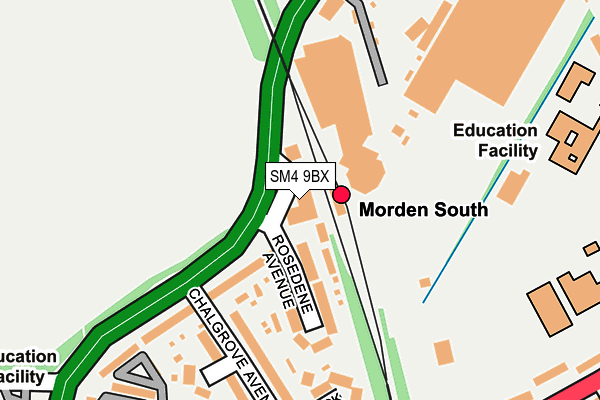 SM4 9BX map - OS OpenMap – Local (Ordnance Survey)