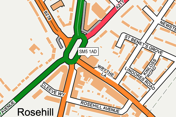 SM5 1AD map - OS OpenMap – Local (Ordnance Survey)