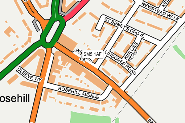 SM5 1AF map - OS OpenMap – Local (Ordnance Survey)