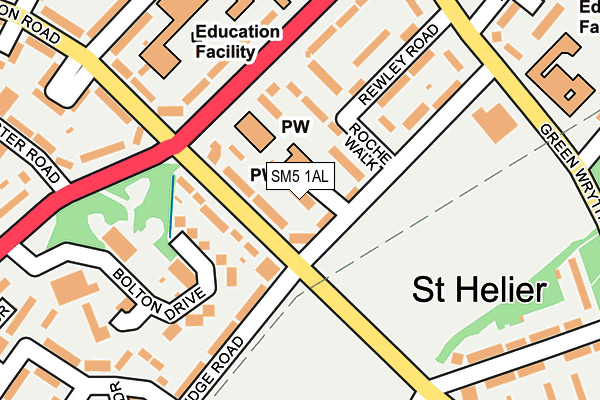 SM5 1AL map - OS OpenMap – Local (Ordnance Survey)