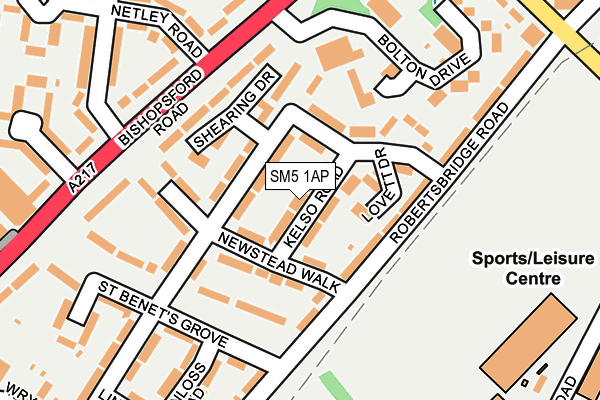 SM5 1AP map - OS OpenMap – Local (Ordnance Survey)