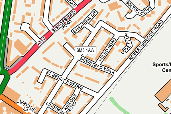 SM5 1AW map - OS OpenMap – Local (Ordnance Survey)