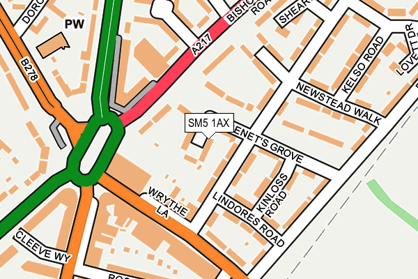 SM5 1AX map - OS OpenMap – Local (Ordnance Survey)