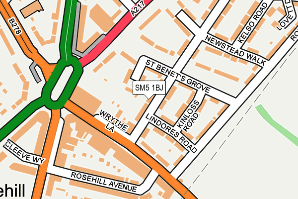 SM5 1BJ map - OS OpenMap – Local (Ordnance Survey)