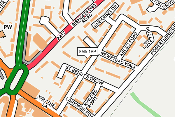 SM5 1BP map - OS OpenMap – Local (Ordnance Survey)