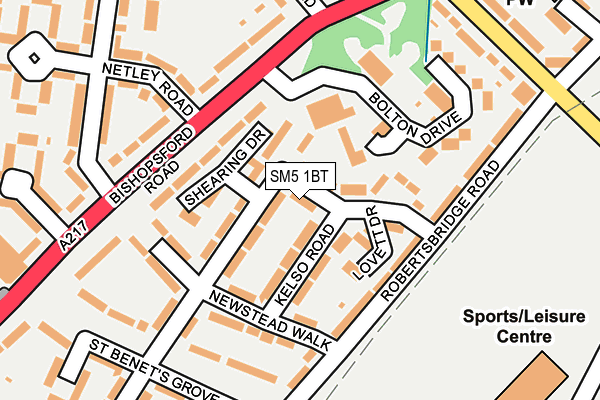 SM5 1BT map - OS OpenMap – Local (Ordnance Survey)