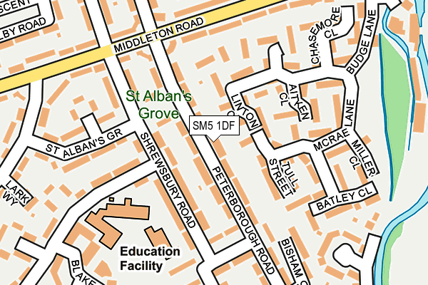 SM5 1DF map - OS OpenMap – Local (Ordnance Survey)