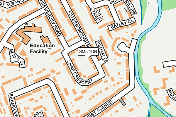 SM5 1DN map - OS OpenMap – Local (Ordnance Survey)