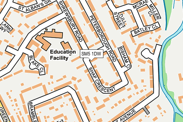 SM5 1DW map - OS OpenMap – Local (Ordnance Survey)