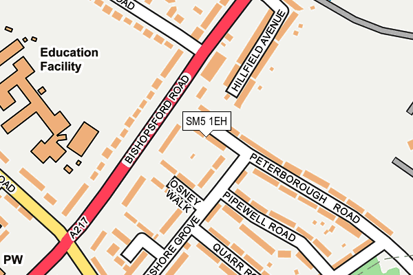 SM5 1EH map - OS OpenMap – Local (Ordnance Survey)