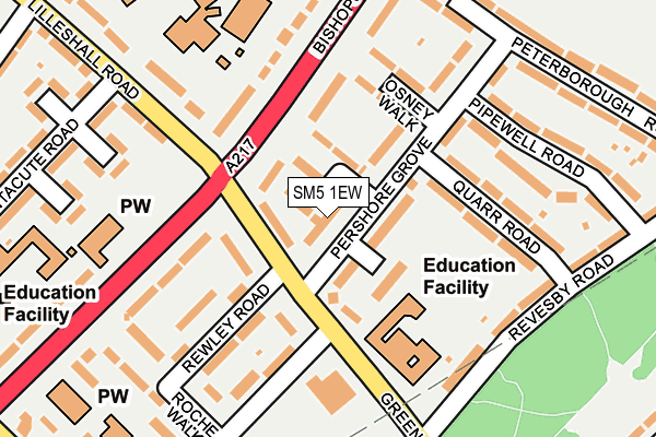 SM5 1EW map - OS OpenMap – Local (Ordnance Survey)