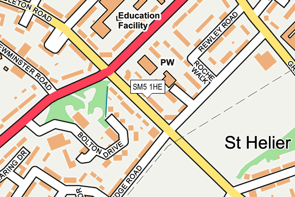 SM5 1HE map - OS OpenMap – Local (Ordnance Survey)