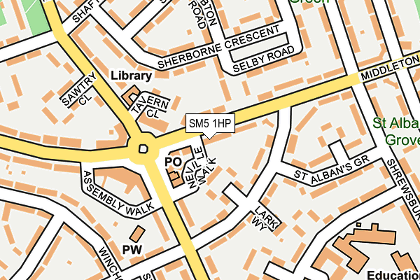 SM5 1HP map - OS OpenMap – Local (Ordnance Survey)
