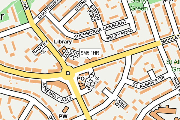 SM5 1HR map - OS OpenMap – Local (Ordnance Survey)