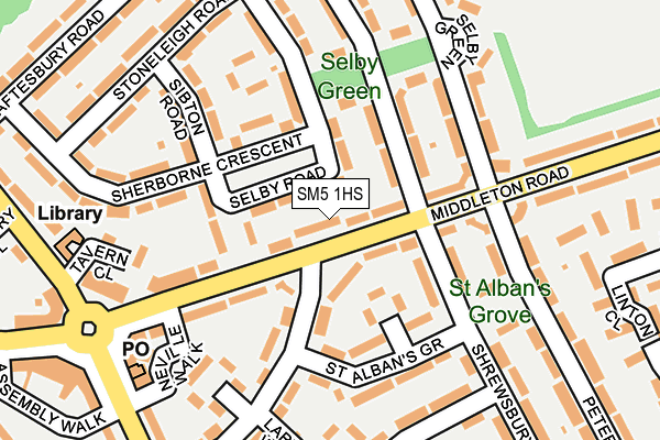 SM5 1HS map - OS OpenMap – Local (Ordnance Survey)