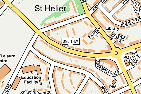 SM5 1HW map - OS OpenMap – Local (Ordnance Survey)