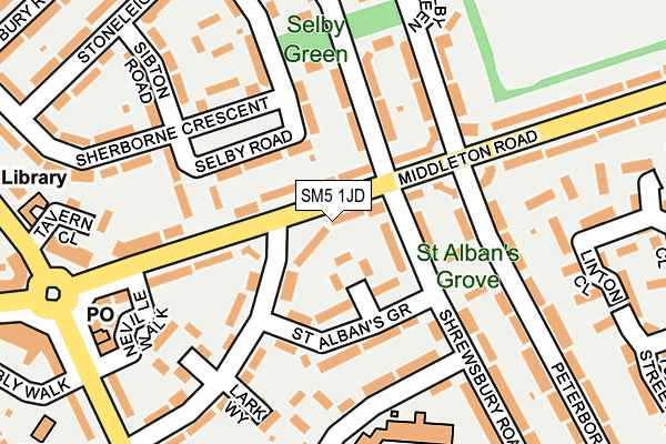 SM5 1JD map - OS OpenMap – Local (Ordnance Survey)