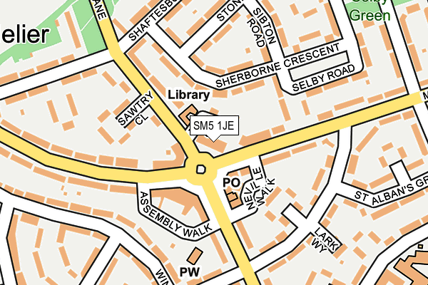 SM5 1JE map - OS OpenMap – Local (Ordnance Survey)