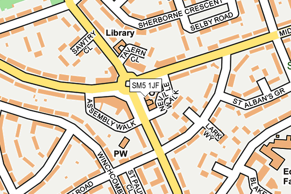 SM5 1JF map - OS OpenMap – Local (Ordnance Survey)