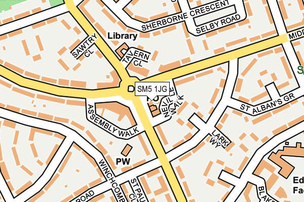 SM5 1JG map - OS OpenMap – Local (Ordnance Survey)