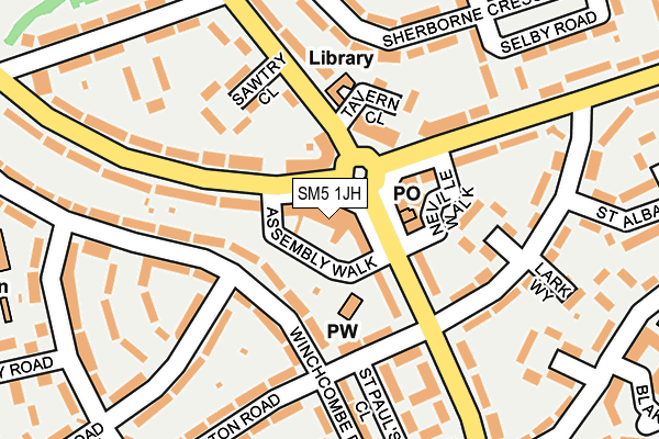 SM5 1JH map - OS OpenMap – Local (Ordnance Survey)