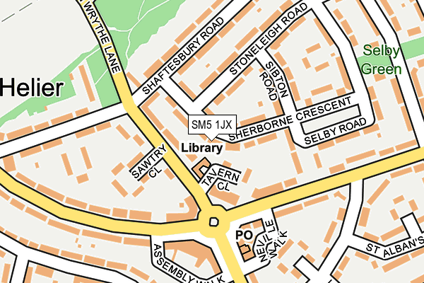 SM5 1JX map - OS OpenMap – Local (Ordnance Survey)