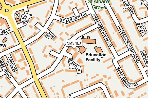 SM5 1LJ map - OS OpenMap – Local (Ordnance Survey)